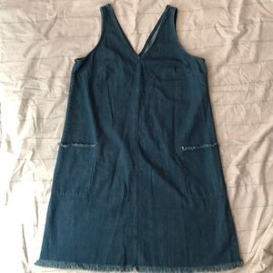 DENIM DRESS WITH FRAYED DETAILING